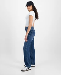 Dollhouse Juniors' High-Rise Baggy Straight-Leg Jeans