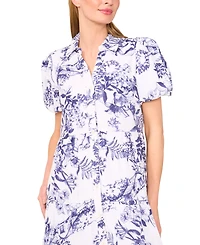 CeCe Women's Short Sleeve Tiered Maxi Shirt Dress
