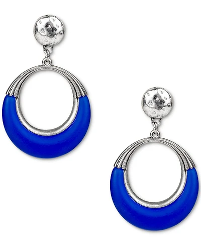 Patricia Nash Silver-Tone Half Color Doorknocker Drop Earrings