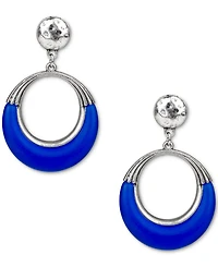 Patricia Nash Silver-Tone Half Color Doorknocker Drop Earrings