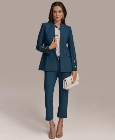 Donna Karan New York Womens Button Sleeve Blazer Slim Leg Ankle Pants Regular Petite
