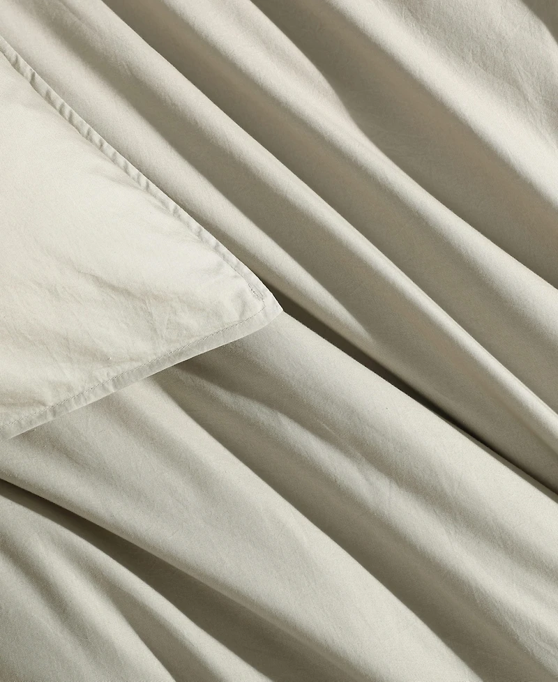 Calvin Klein Washed Percale Cotton Solid 3 Piece Duvet Cover Set