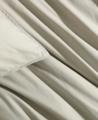 Calvin Klein Washed Percale Cotton Solid 3 Piece Duvet Cover Set