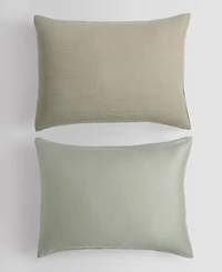 Calvin Klein Washed Percale Cotton Solid 3 Piece Duvet Cover Set