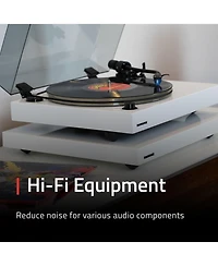 Fluance Turntable Isolation Base Anti-Vibration Wood Platform And HiFi Vinyl Record Weight Stabilizer with Rubberized Finish - Natural Walnut