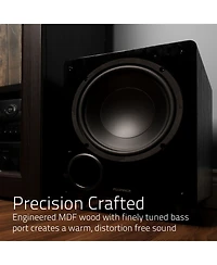 Fluance DB10W 10-inch Low Frequency Powered Subwoofer for Home Theater (Natural Walnut)