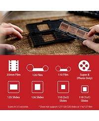 Magnasonic 25MP Film Scanner with Large 5" Display & Hdmi, Long Tray Slide Film Holders, Converts 35mm/126/110/Super 8 Film & 135/126/110 Slides