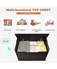 Costway Toddler Toy Box Wooden Flip-top Storage Chest Bench W/ Cushion Safety Hinge