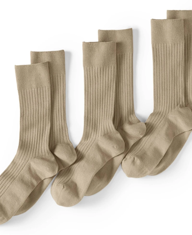 Lands' End Men's Seamless Toe Cotton Rib Dress Socks (3-pack)
