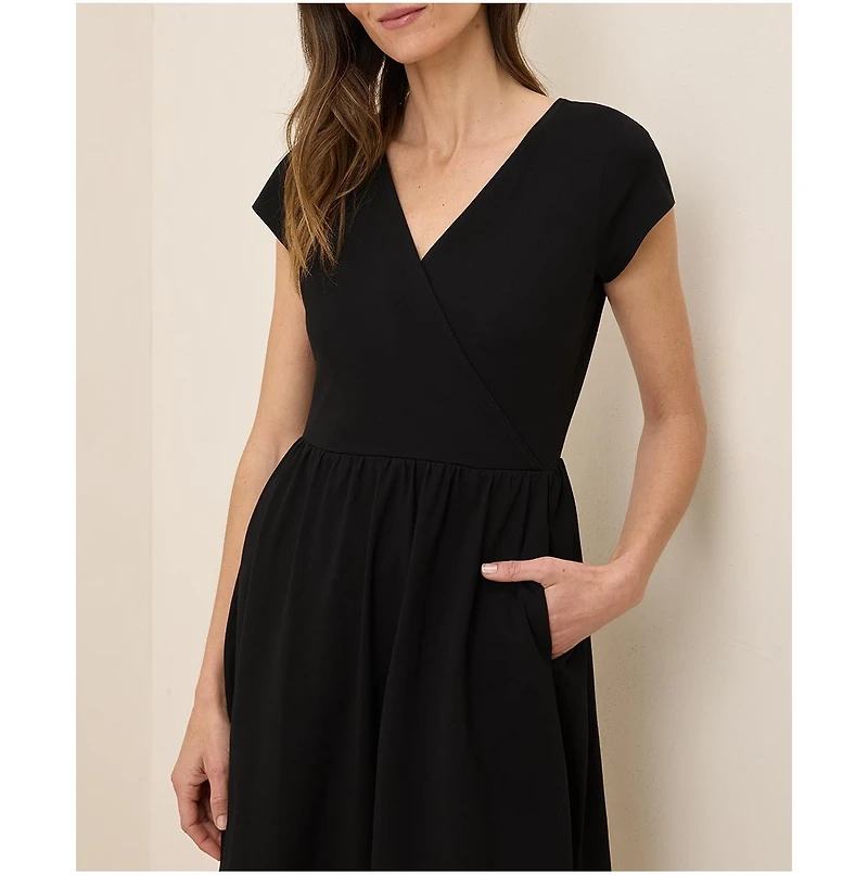 Pact Women's Organic Cotton Fit & Flare Crossover Dress