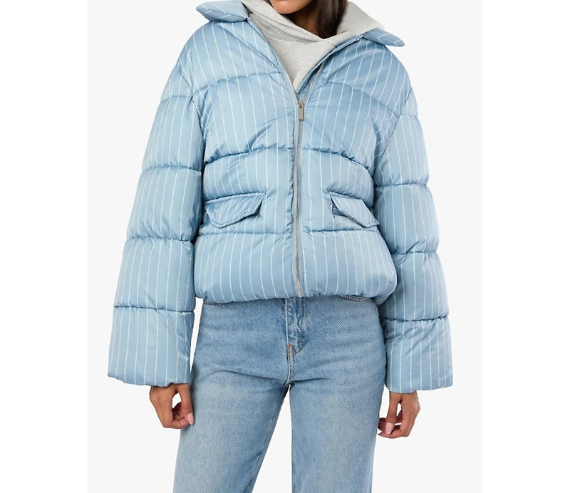 WeWoreWhat Women's Collar Puffer Jacket