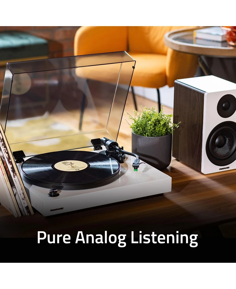 Fluance RT81+ Elite Vinyl Turntable (White) and Ai61 6.5" Stereo Bookshelf Speakers (White Walnut) Bundle: High Fidelity Sound, Detailed Audio Re