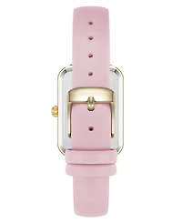 Anne Klein Women's Quartz Rectangular Pink Polyurethane Leather and Gold-Tone Metal Alloy Watch, 23mm