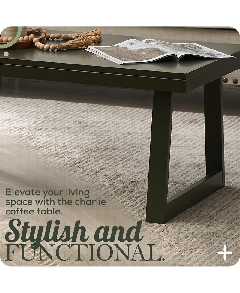 Kings Brand Furniture Charlie Rectangular Coffee Table, Center Cocktail Tea Table for Living Room
