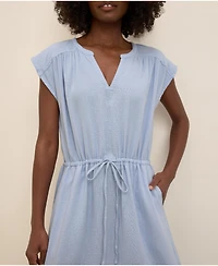 Pact Women's Organic Cotton Coastal Double Gauze Tie Waist Midi Dress