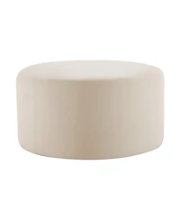 Round Velvet Upholstered Ottoman Modern Minimalist Design, Versatile as a Footrest, Extra Seating, or Stylish Coffee Table Alternative-The Pop Home