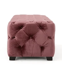Tufted Velvet Ottoman Bench with Diamond Stitching, Modern Glam Upholstered Accent Piece, Versatile for Entryway, Living Room Seating-The Pop Home