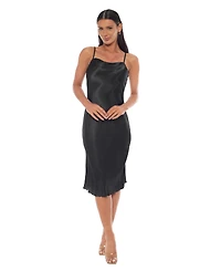 Bebe Women's Scoop Neck Satin Midi Dress