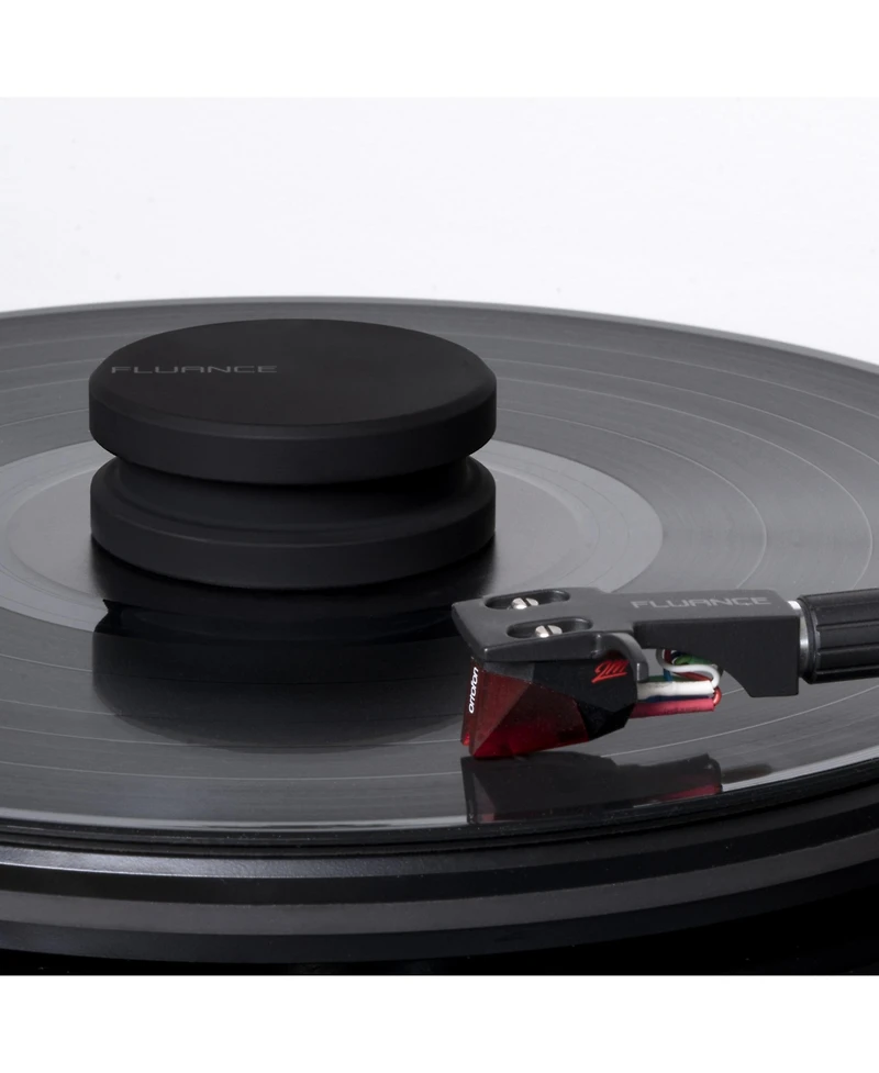 Fluance HiFi Vinyl Record Weight Stabilizer High Mass 760 gram Steel Lp Disc Turntable Accessory with Protective Velvet Pad for Vibration Damping (RW0