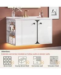 30" Bathroom Vanity with Sink, Floating Bathroom Sink Cabinet