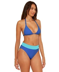 Becca Womens Color Code Reversible Triangle Bikini Top Color Code High Waist Reversible Bikini Bottoms