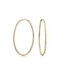 Bling Jewelry Timeless Minimalist Endless Continuous Lightweight Simple Thin 2-3mm Tube Hoop Earrings Gold Plated Finish 1.75,2, 2.5 2.75 Inch Diamete