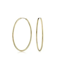 Bling Jewelry Timeless Minimalist Endless Continuous Lightweight Simple Thin 2 3mm Tube Hoop Earrings Gold Plated Finish 1.752 2.5 2.75 Inch Diameter