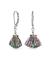 Bling Jewelry Rainbow Nautical Abalone Sea Shell Dangle Earrings in Sterling Silver