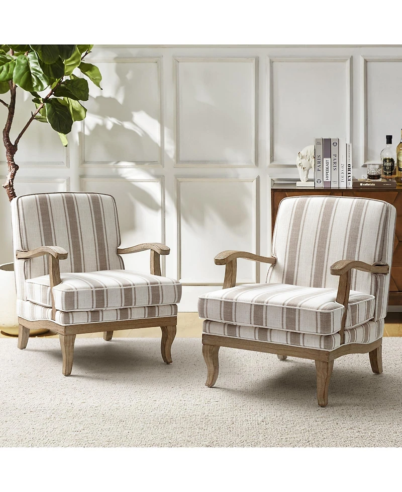 Rinaldo Farmhouse Armchair with Solid Wood Armrests