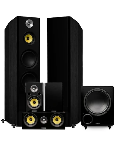 Fluance Signature HiFi Surround Sound Home Theater 5.1 Channel Speaker System including 3-Way Floorstanding Tower, Center Channel, Rear Surrounds and