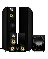 Fluance Signature HiFi Surround Sound Home Theater 5.1 Channel Speaker System including 3-Way Floorstanding Tower, Center Channel, Rear Surrounds and