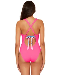 Becca Women's Positano Reversible Textured One-Piece Swimsuit