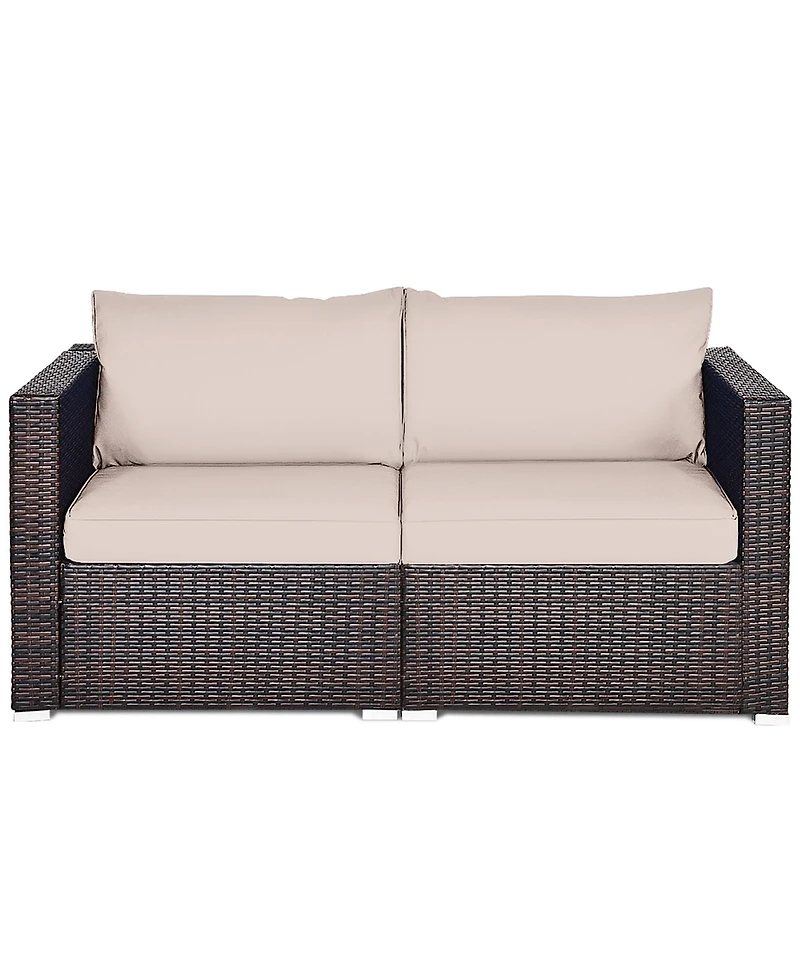 2PCS Patio Rattan Corner Sofa Sectional Furniture