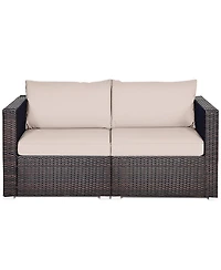 2PCS Patio Rattan Corner Sofa Sectional Furniture
