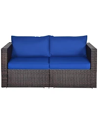 2PCS Patio Rattan Corner Sofa Sectional Furniture