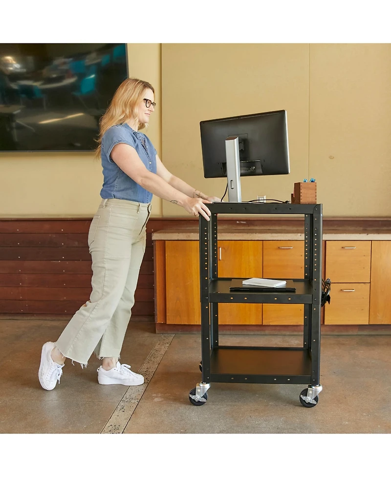 ECR4Kids Av Media Cart, Black, 1