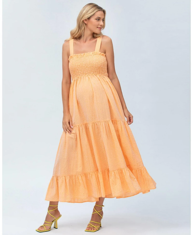 Pietro Brunelli Maternity Smock Tiered Maxi Dress Holly