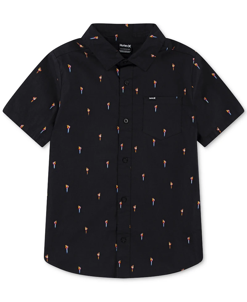 Hurley Big Boys Short-Sleeve Printed Stretch-Poplin Shirt