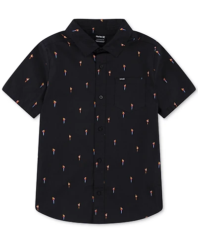 Hurley Big Boys Short-Sleeve Printed Stretch-Poplin Shirt