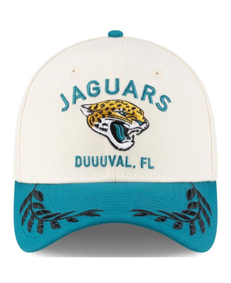 New Era Men's Cream/Teal Jacksonville Jaguars 2025 Nfl Draft 39THIRTY Flex Hat