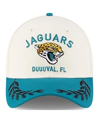 New Era Men's Cream/Teal Jacksonville Jaguars 2025 Nfl Draft 39THIRTY Flex Hat