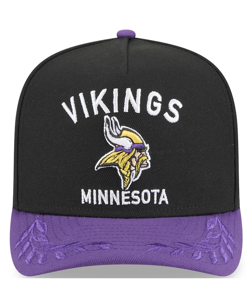 New Era Men's Black/Purple Minnesota Vikings 2025 Nfl Draft A-Frame 9FIFTY Snapback Hat
