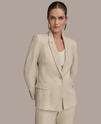 Donna Karan New York Women's Sequin Embellished Linen Blend Jacket
