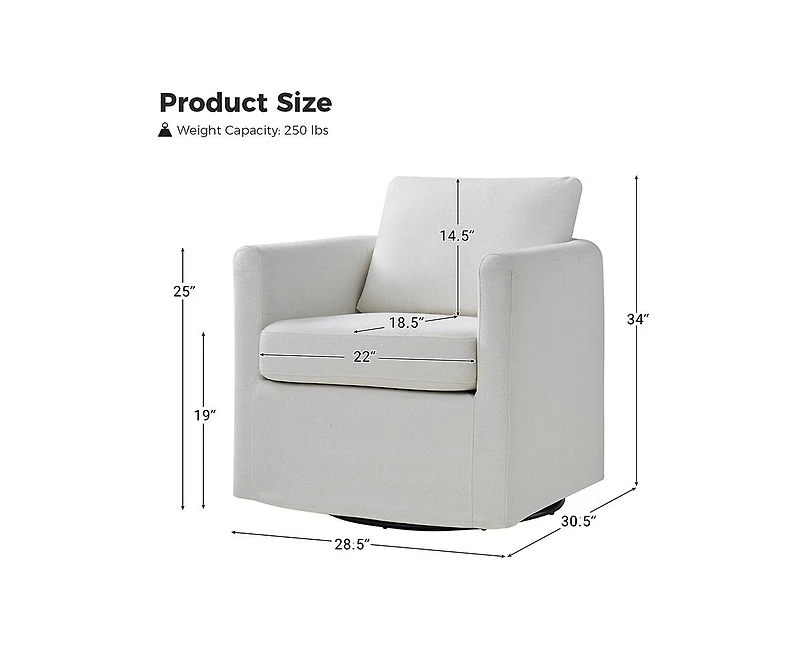 Modern Asser Slipcovered Swivel Chair