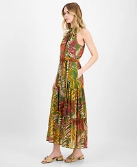 Anne Klein Women's Printed Chiffon Halter Maxi Dress