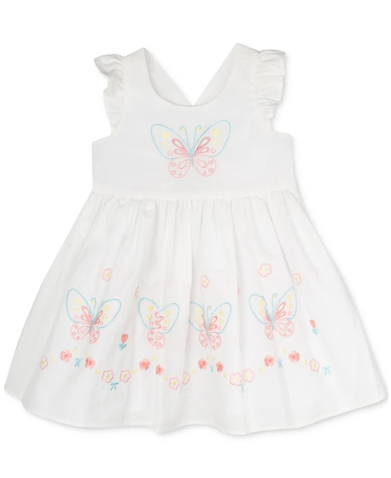 Rare Editions Baby Girls Butterfly Embroidered Dress