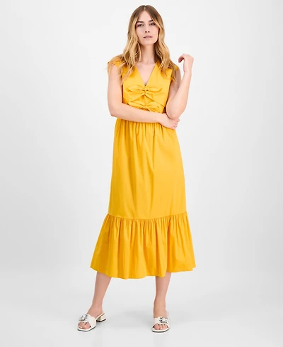 Anne Klein Women's Bow-Front Sleeveless Midi Dress