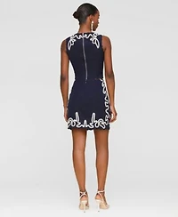 Avec Les Filles Womens Seahorse Embroidery Sleeveless Shell Top Mini Skirt