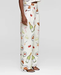 Avec Les Filles Women's Printed High-Rise Wide-Leg Pants