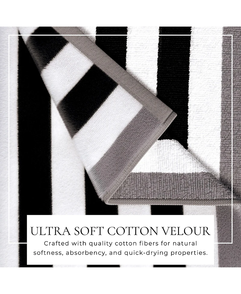 Linery & Co. Oversized Cotton Stripe Border Beach Towel